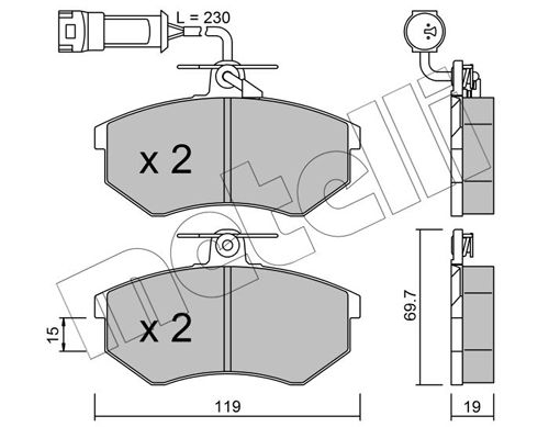 Комплект тормозных колодок, дисковый тормоз METELLI 2201481
