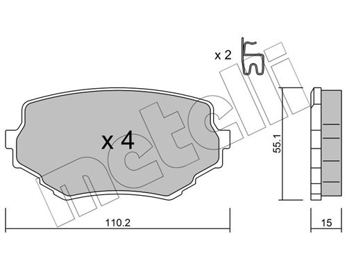 Комплект тормозных колодок, дисковый тормоз METELLI 2202490