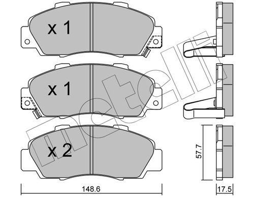 Комплект тормозных колодок, дисковый тормоз METELLI 2202980