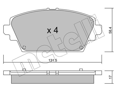 Комплект тормозных колодок, дисковый тормоз METELLI 2204640