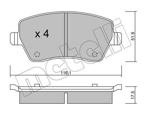 Комплект тормозных колодок, дисковый тормоз METELLI 2204850