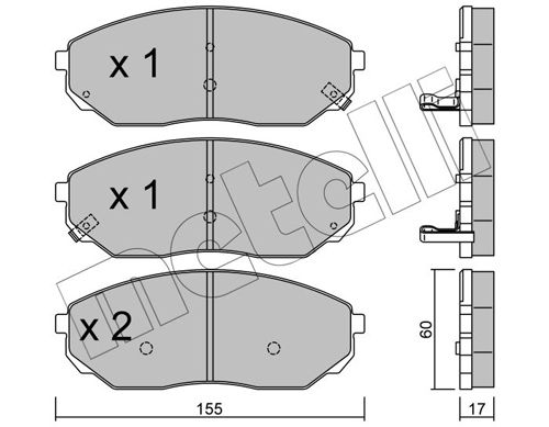 Комплект тормозных колодок, дисковый тормоз METELLI 2205150