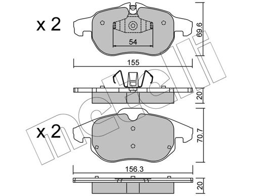 Комплект тормозных колодок, дисковый тормоз METELLI 2205404