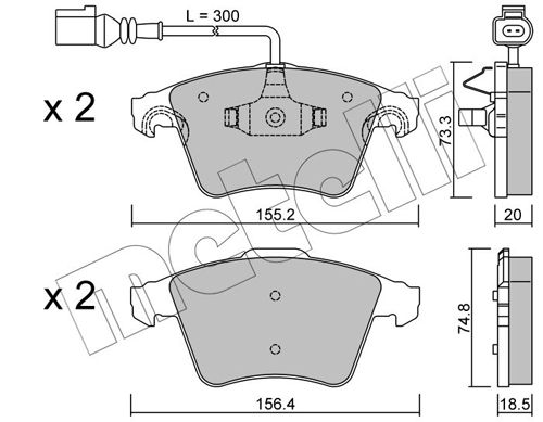 Комплект тормозных колодок, дисковый тормоз METELLI 2205522