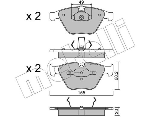 Комплект тормозных колодок, дисковый тормоз METELLI 2205580