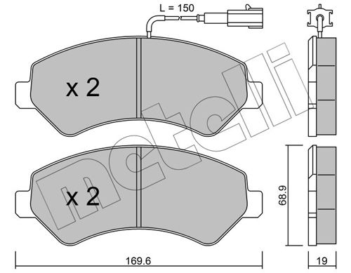 Комплект тормозных колодок, дисковый тормоз METELLI 2207091