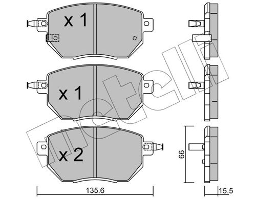Комплект тормозных колодок, дисковый тормоз METELLI 2207410