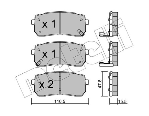 Комплект тормозных колодок, дисковый тормоз METELLI 2207860