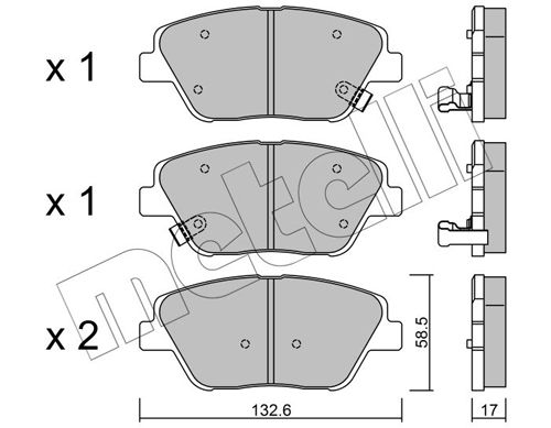 Комплект тормозных колодок, дисковый тормоз METELLI 2209450
