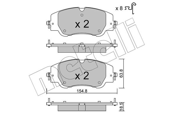 Комплект тормозных колодок, дисковый тормоз METELLI 2213500