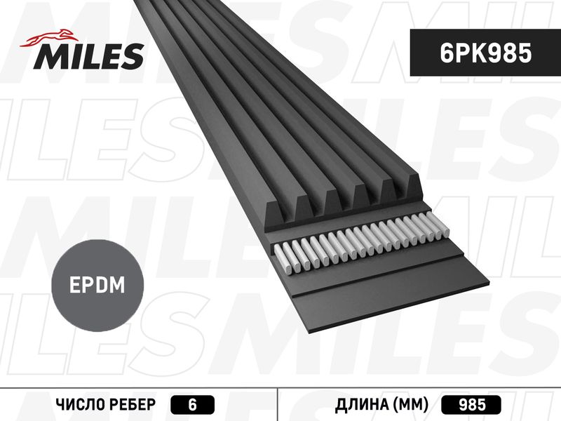 Поликлиновой ремень MILES 6PK985