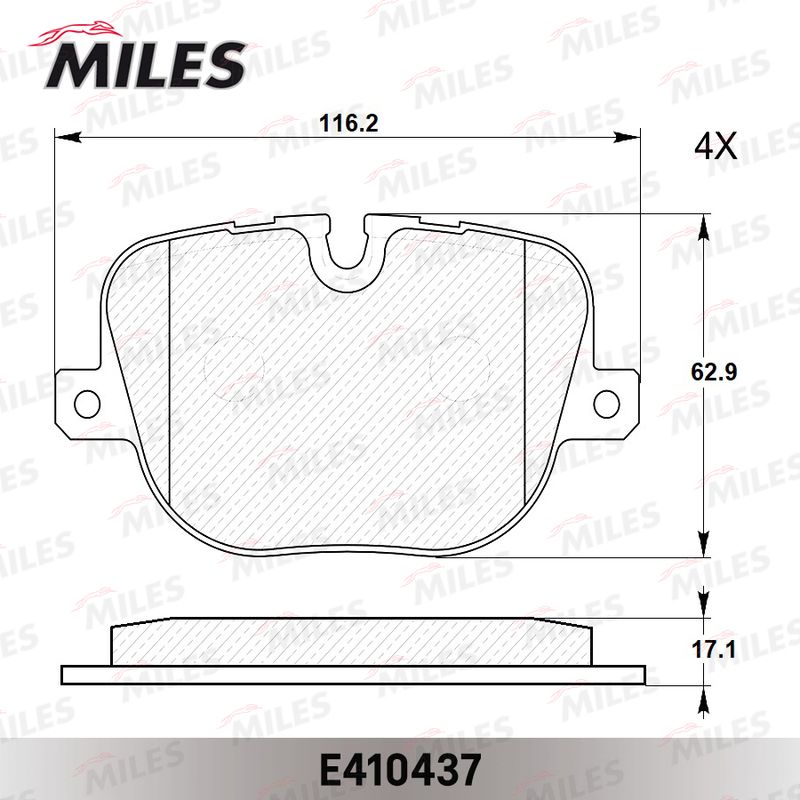 Комплект тормозных колодок, дисковый тормоз MILES E410437