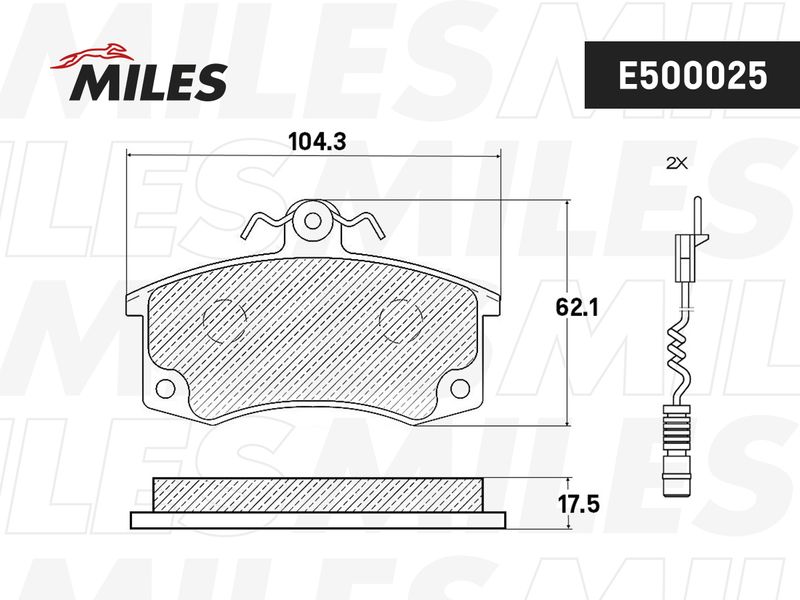 Комплект тормозных колодок, дисковый тормоз MILES E500025