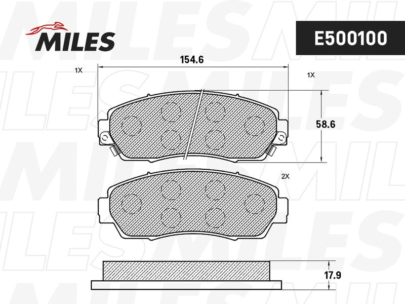 Комплект тормозных колодок, дисковый тормоз MILES E500100