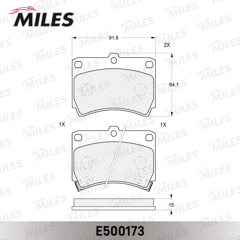 Комплект тормозных колодок, дисковый тормоз MILES E500173