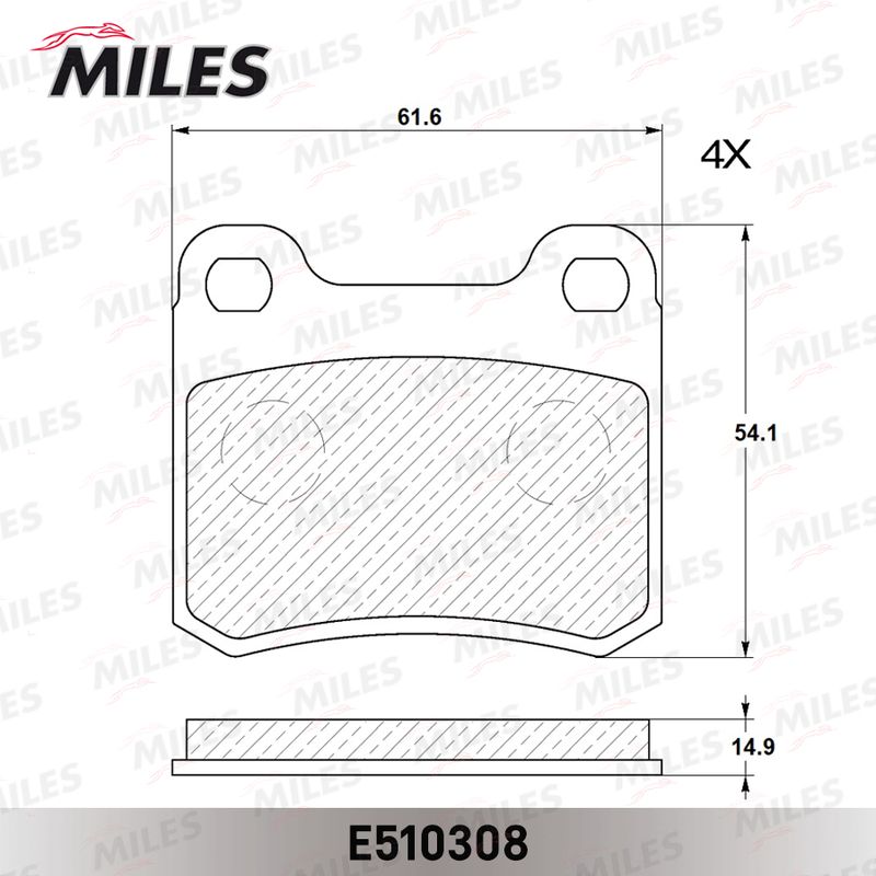 Комплект тормозных колодок, дисковый тормоз MILES E510308
