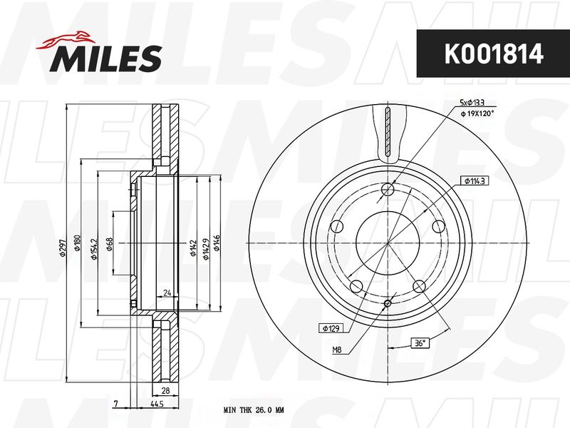 Тормозной диск MILES K001814