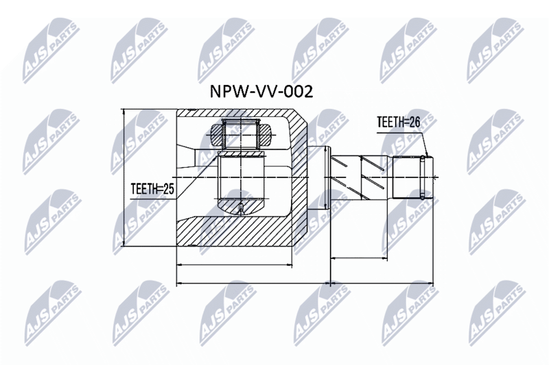 Шарнирный комплект, приводной вал NTY NPWVV002
