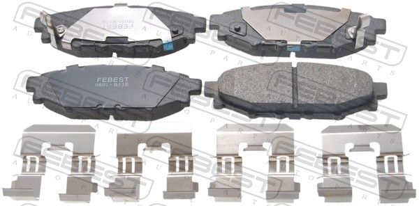Комплект тормозных колодок, дисковый тормоз FEBEST 0801B13R