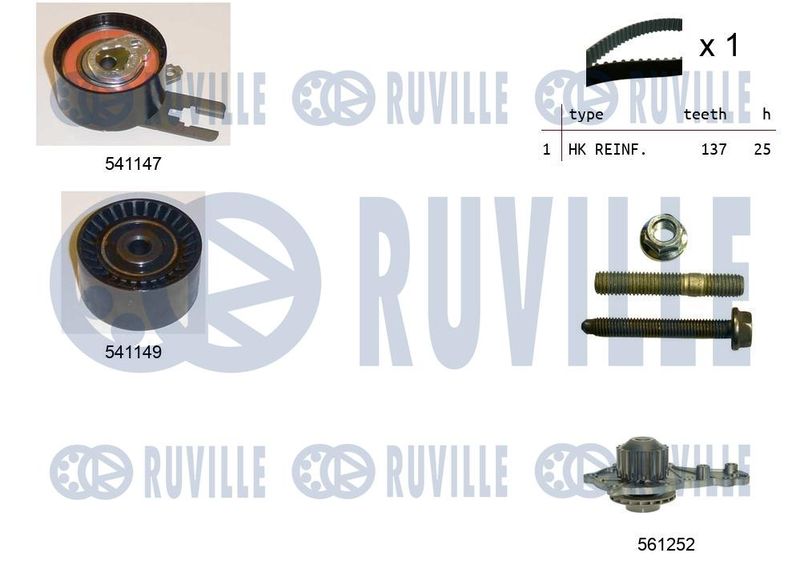 Водяной насос + комплект зубчатого ремня RUVILLE 5500581