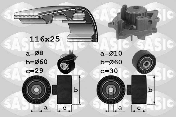Водяной насос + комплект зубчатого ремня SASIC 3900038