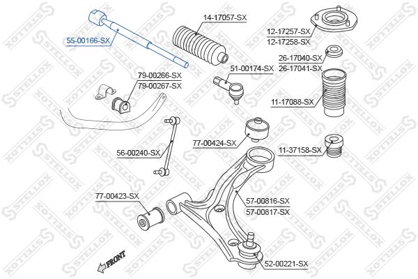 Осевой шарнир, рулевая тяга STELLOX 5500166SX
