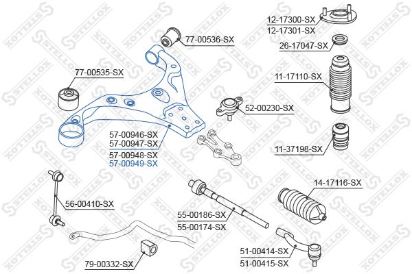 Рычаг независимой подвески колеса, подвеска колеса STELLOX 5700949SX