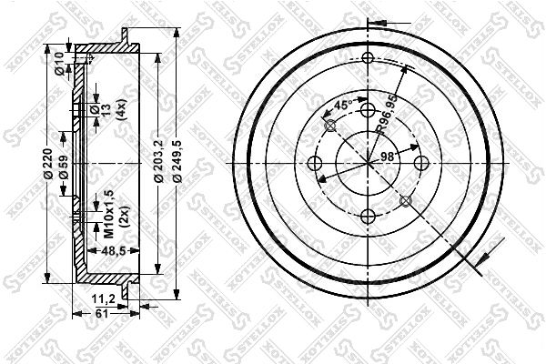 Тормозной барабан STELLOX 60252314SX