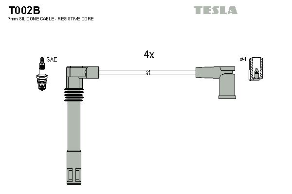 Комплект проводов зажигания TESLA T002B