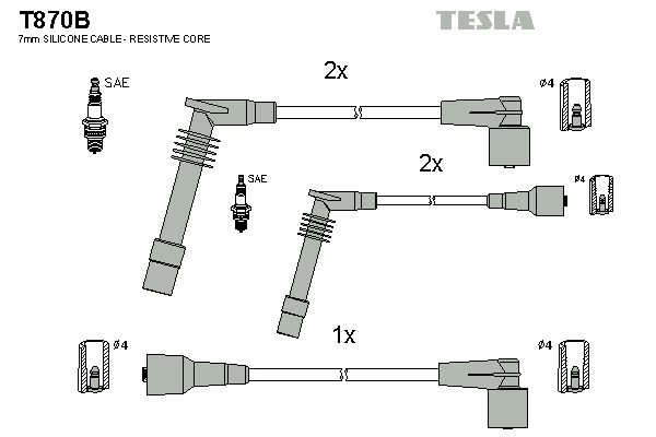 Комплект проводов зажигания TESLA T870B