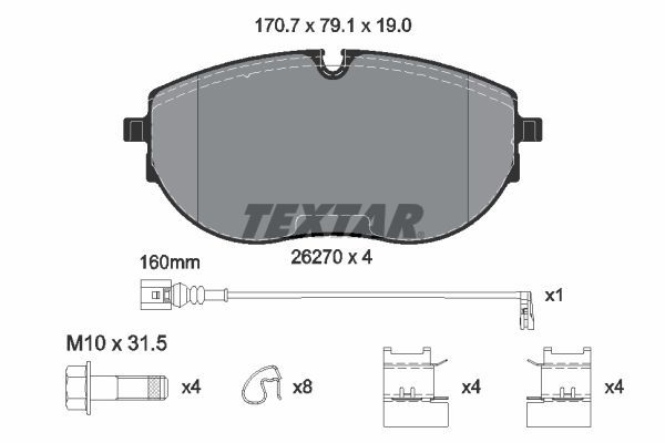 Комплект тормозных колодок, дисковый тормоз TEXTAR 2627001