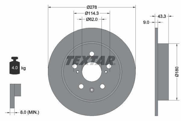 Тормозной диск TEXTAR 92225303