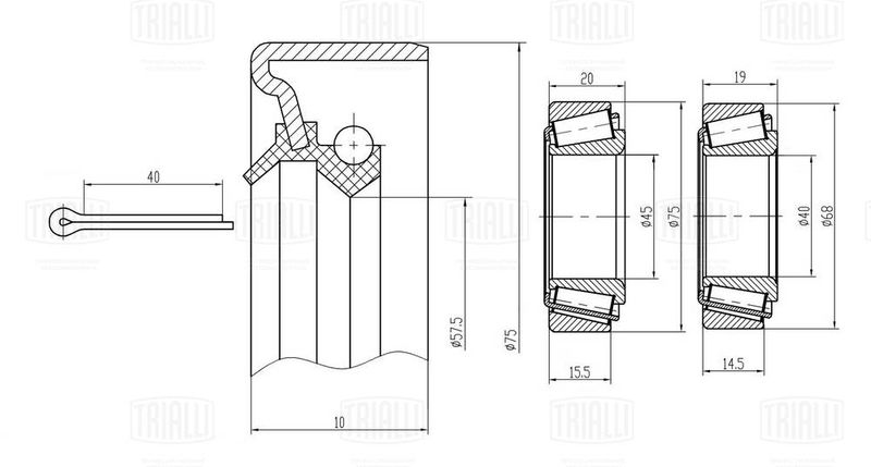 Комплект подшипника ступицы колеса TRIALLI CS2180