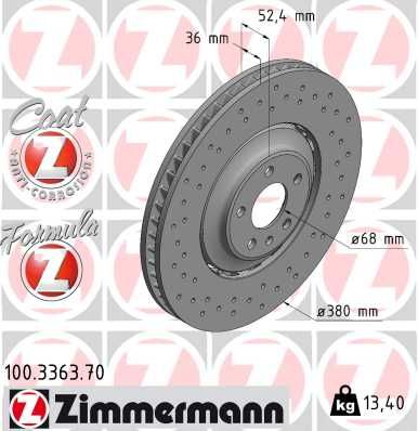 Тормозной диск ZIMMERMANN 100336370