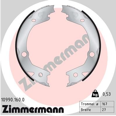 Комплект тормозных колодок, стояночная тормозная система ZIMMERMANN 109901600