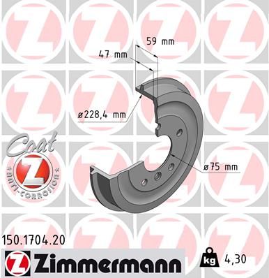 Тормозной барабан ZIMMERMANN 150170420