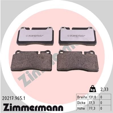 Комплект тормозных колодок, дисковый тормоз ZIMMERMANN 202179651
