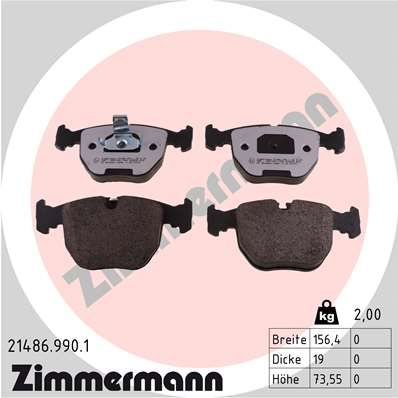 Комплект тормозных колодок, дисковый тормоз ZIMMERMANN 214869901