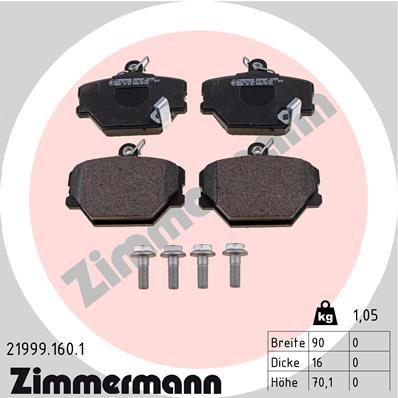 Комплект тормозных колодок, дисковый тормоз ZIMMERMANN 219991601