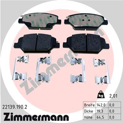 Комплект тормозных колодок, дисковый тормоз ZIMMERMANN 221391902