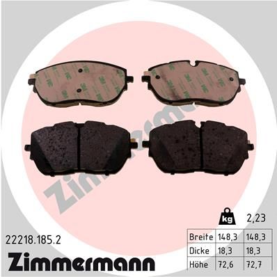 Комплект тормозных колодок, дисковый тормоз ZIMMERMANN 222181852