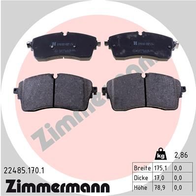 Комплект тормозных колодок, дисковый тормоз ZIMMERMANN 224851701