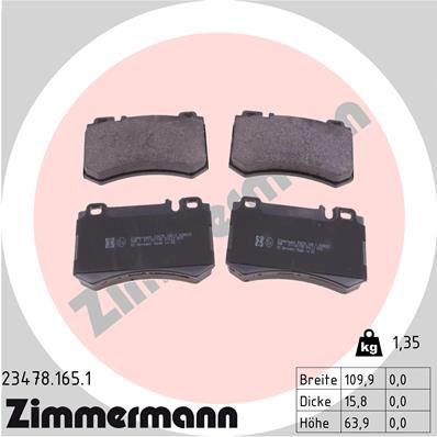 Комплект тормозных колодок, дисковый тормоз ZIMMERMANN 234781651