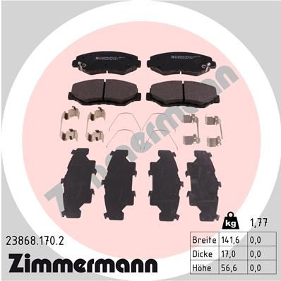 Комплект тормозных колодок, дисковый тормоз ZIMMERMANN 238681702
