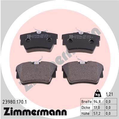 Комплект тормозных колодок, дисковый тормоз ZIMMERMANN 239801701
