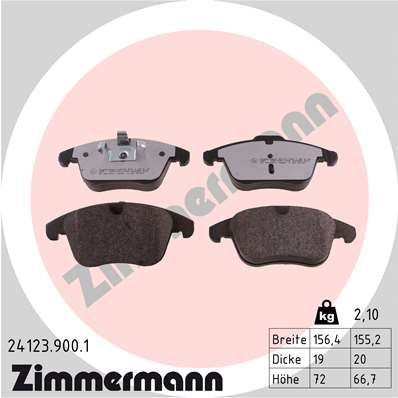 Комплект тормозных колодок, дисковый тормоз ZIMMERMANN 241239001