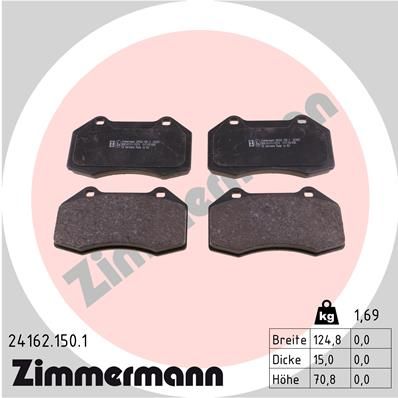 Комплект тормозных колодок, дисковый тормоз ZIMMERMANN 241621501