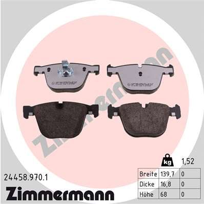 Комплект тормозных колодок, дисковый тормоз ZIMMERMANN 244589701