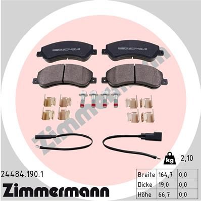 Комплект тормозных колодок, дисковый тормоз ZIMMERMANN 244841901