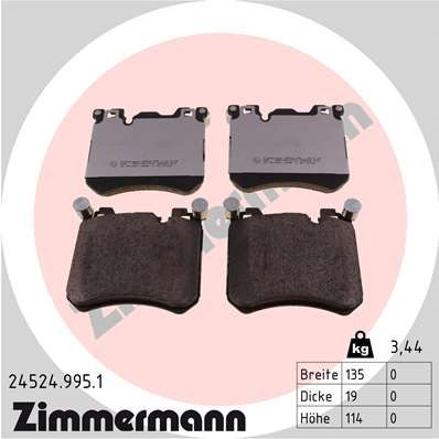 Комплект тормозных колодок, дисковый тормоз ZIMMERMANN 245249951